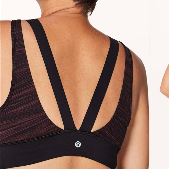 Lululemon Run the Day Bra Size 4 in Low Tide Blush Berry Black Sports Bra - Picture 6 of 12